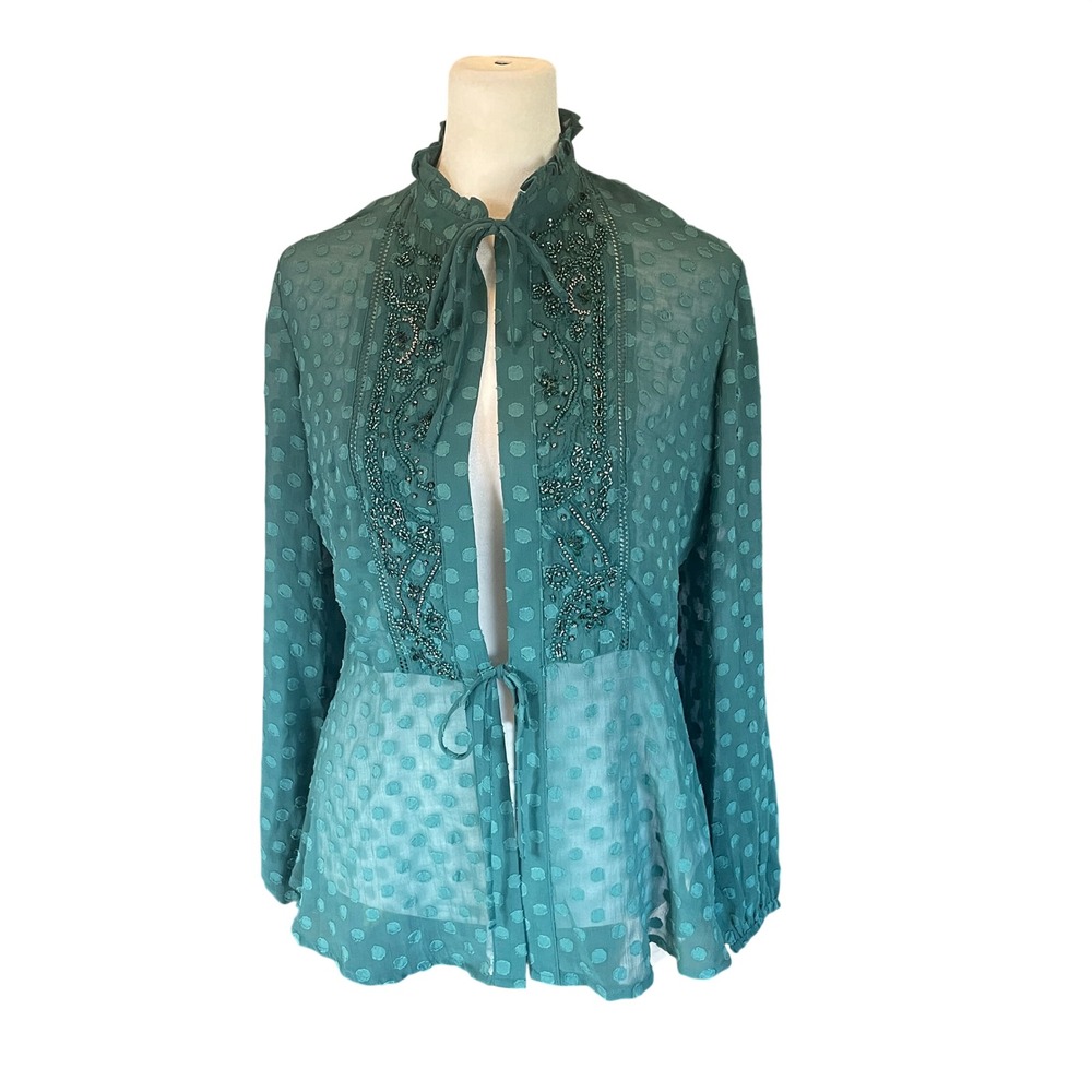 Colleen Lopez Womens Fairy Whimsigoth Boho Sheer Clipβ Dot Peasant Top Size XS